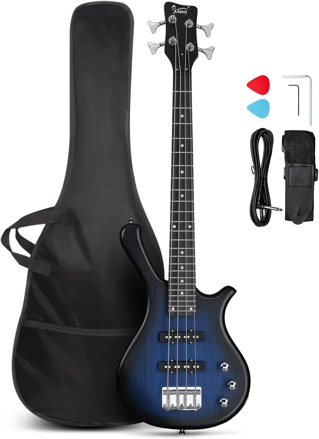 36-Inch 4-String Electric Bass Guitar Beginner Kit with Cable, Strap and Bag for Kids, Boys and Girls (Dark Blue)