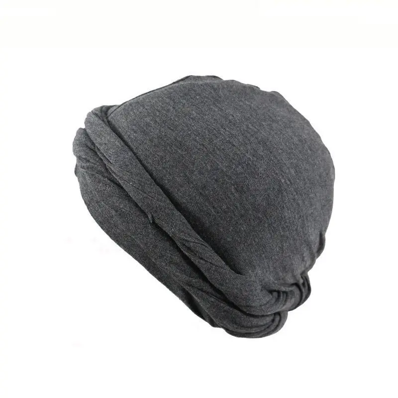 Bufanda de cabeza para hombre, gorro de algodón sólido, gorro elástico nacional, informal