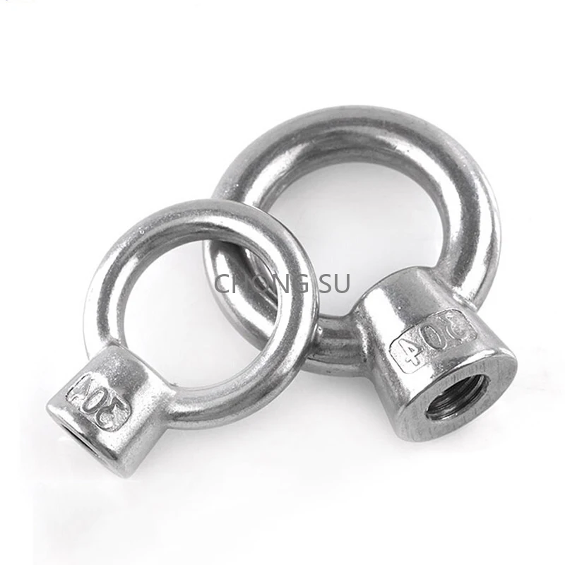 1-5pcs M6-M24 304 Stainless Steel Lifting Eye Nuts/ Screw Ring Eyebolt Ring Hooking Nut Screws M8 M10 M12 M16 M20