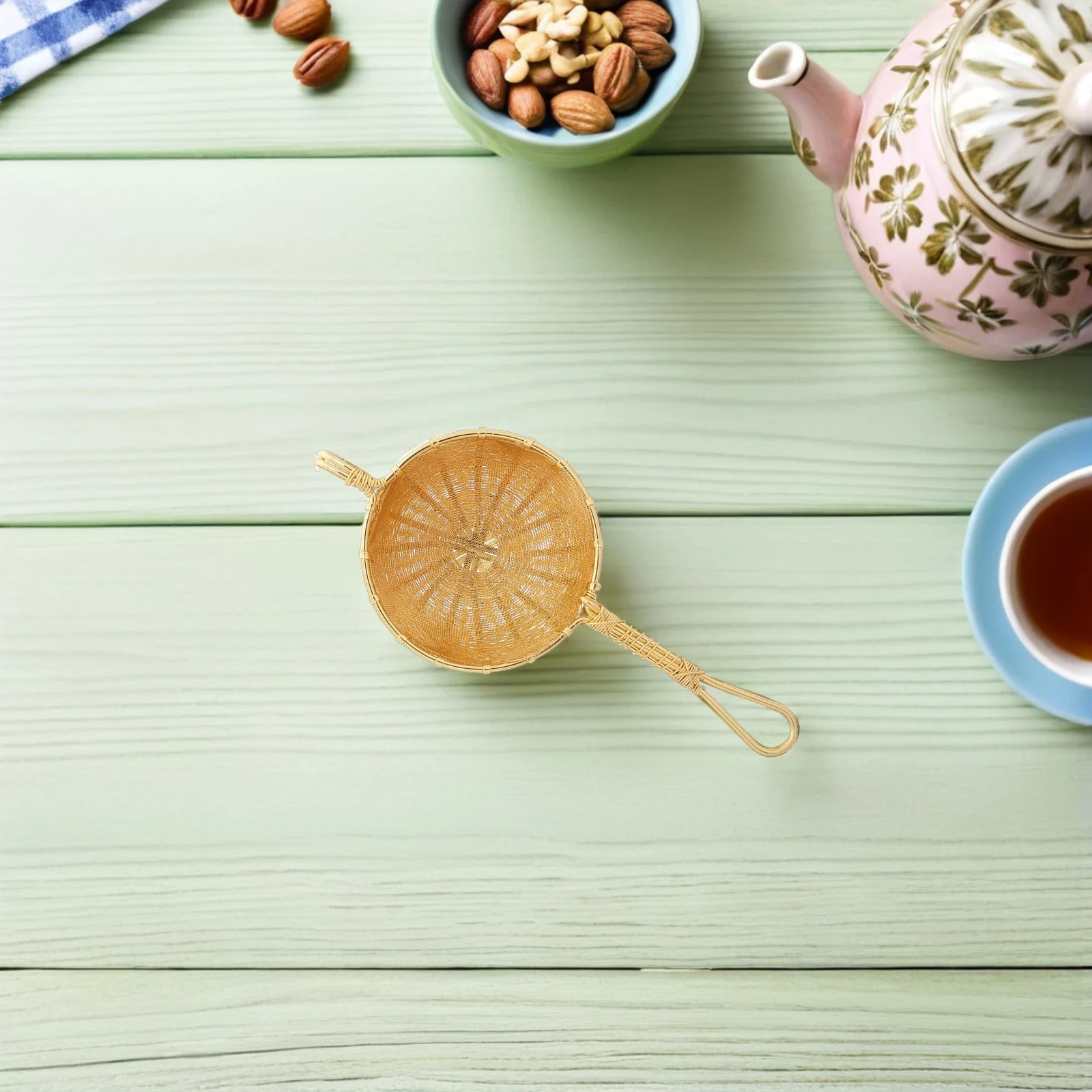 

Reusable Copper Tea Strainer Fine Mesh Japanese Style Infuser for Loose Leaf Tea Smooth Brewing Experience At Home