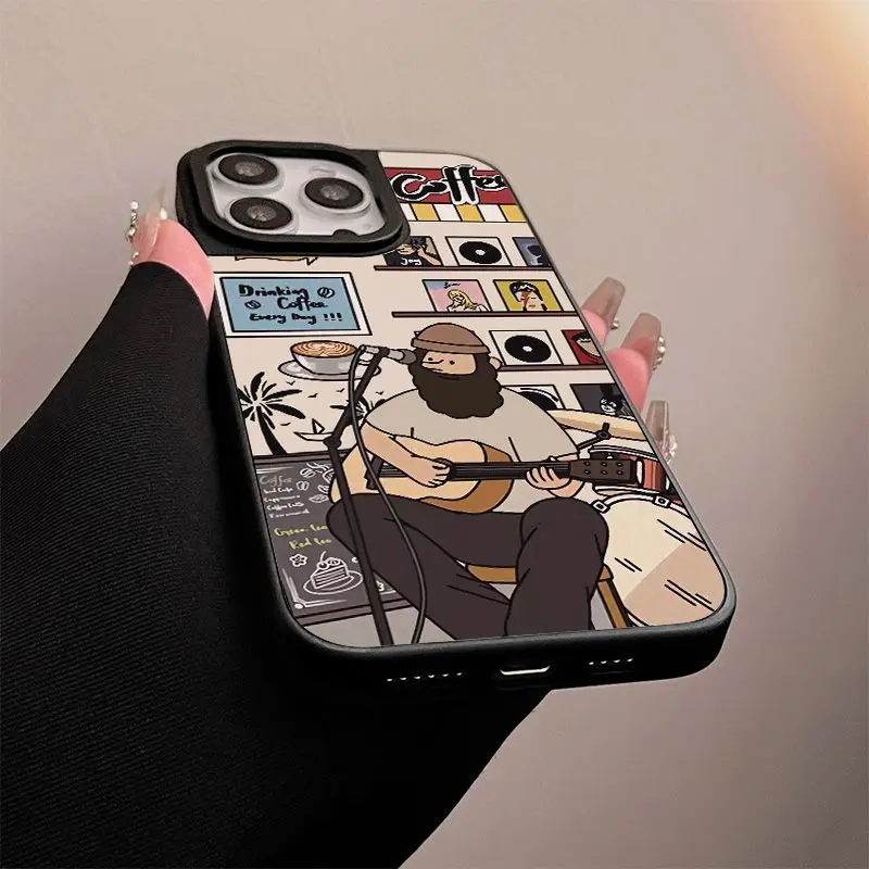 憂鬱な音楽おじさん電話ケース iphone 16 15 14 13 12 11 Pro X XR XS 最大 7 8 プラス 12 13 ミニガール Y2K 電話ケース
