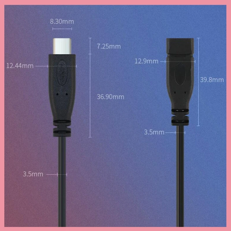 5pcs 2-pin 4-pin Data line 25cm USB 2.0 Type-C Power Supply Extension Wire Cable Charger Connector Male Female Plug B6