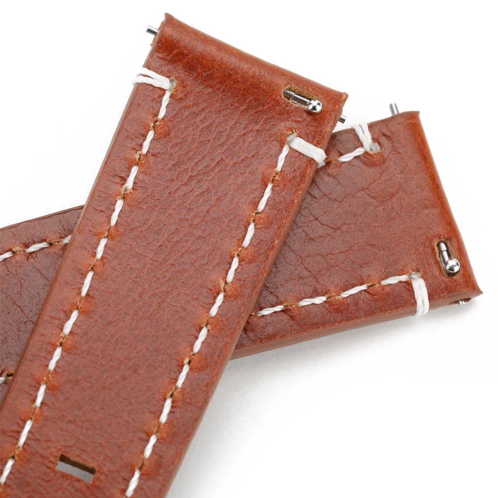 Genuine Leather Watch Strap 20mm 22mm Cowhide Watchband Brown Coffee Wacth Accessories Man Wristband