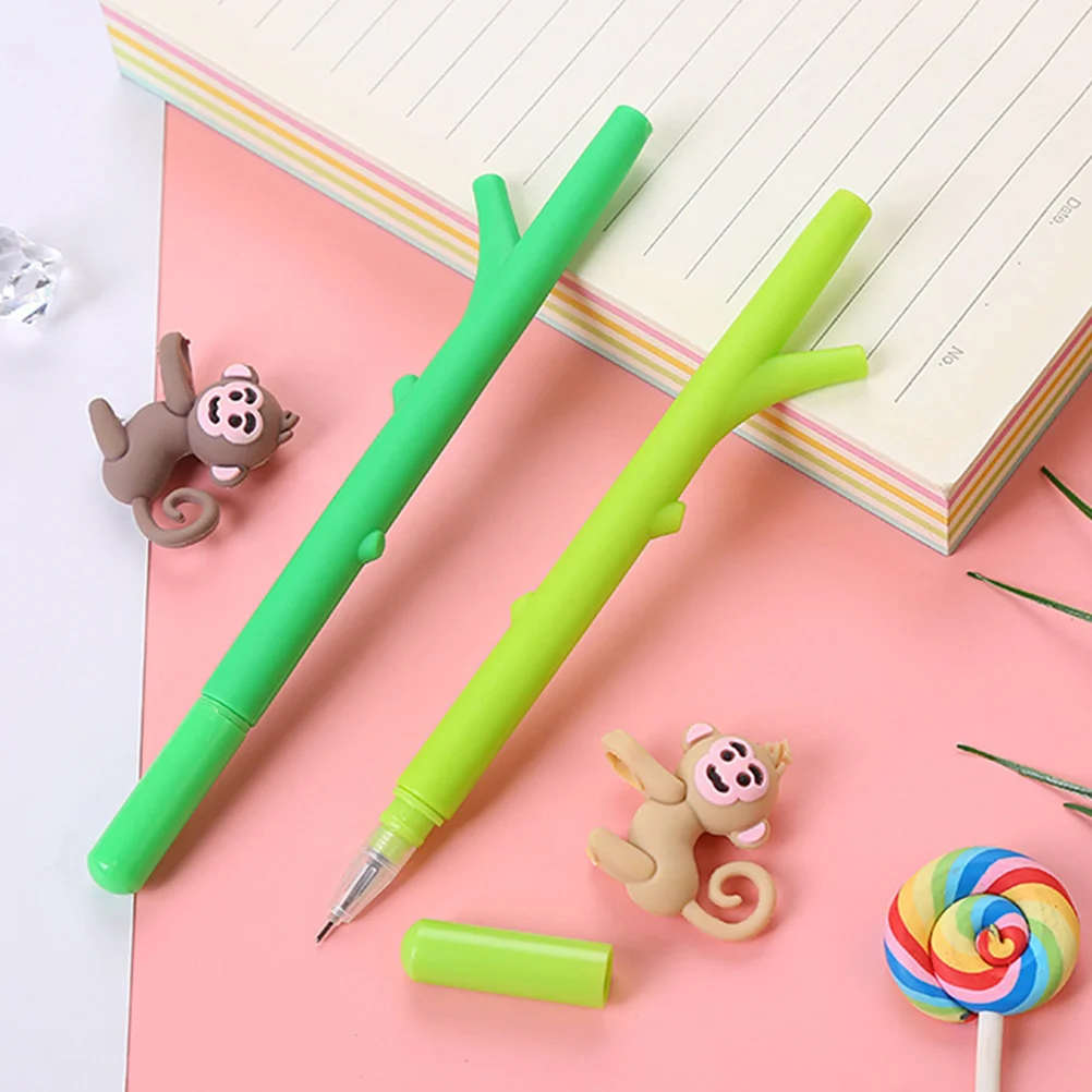 12 Pcs Cartoon Animal Pens Monkey Gel Accessories Portable Sign Office Ink Stripe Writing