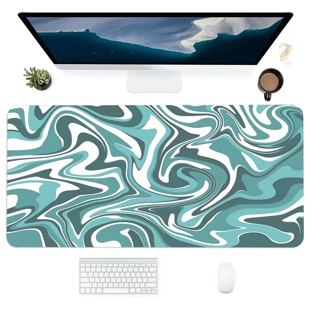 

Mint Green Line Mouse Pad Geometric Fluid Gaming Non-slip Mousepads Laptop Tablet Mat Mini Mousepad XXL PC Extended Pads Playmat