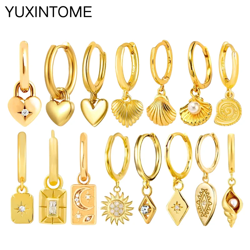 925 Sterling Silber Nadel Vintage Quadrat Runde Anhänger Ohrringe Für Frauen Kristall Shell Geometrische Ohrringe Modeschmuck