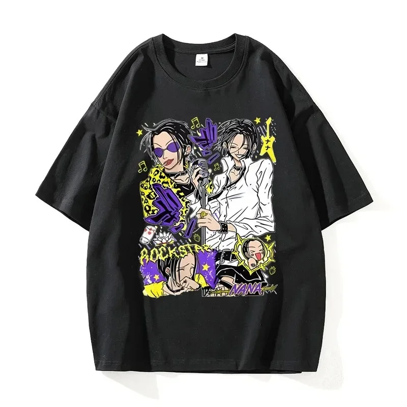 2025 جديد عصري نانا أوساكي اليابانية مانغا الأحجار السوداء الجرافيك طباعة خمر تي شيرت النساء ملابس قصيرة الأكمام فضفاضة تي شيرت #4