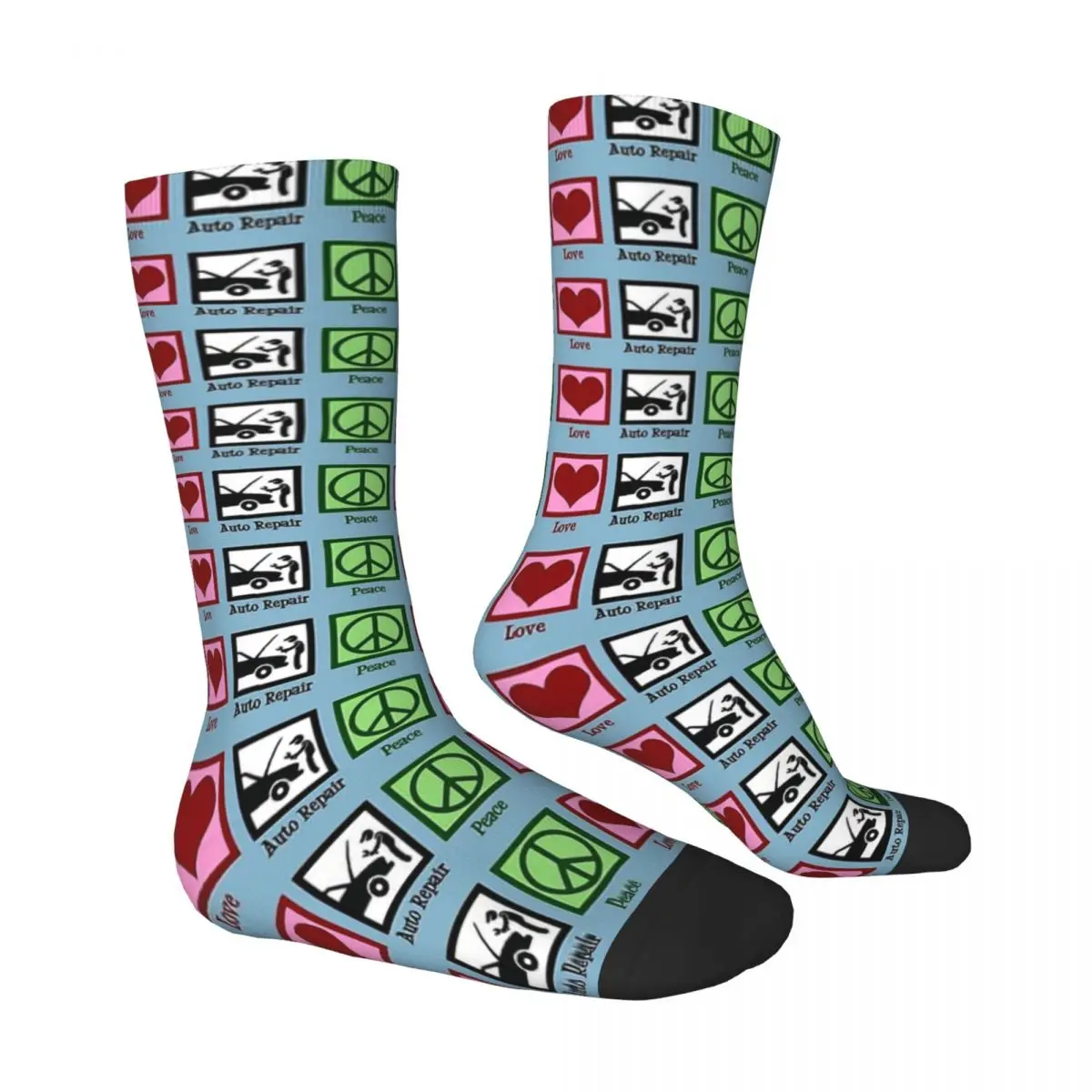 Peace Love Auto Repair Auto Mechanic Unisex Winter Socks Outdoor Happy Socks street style Crazy Sock