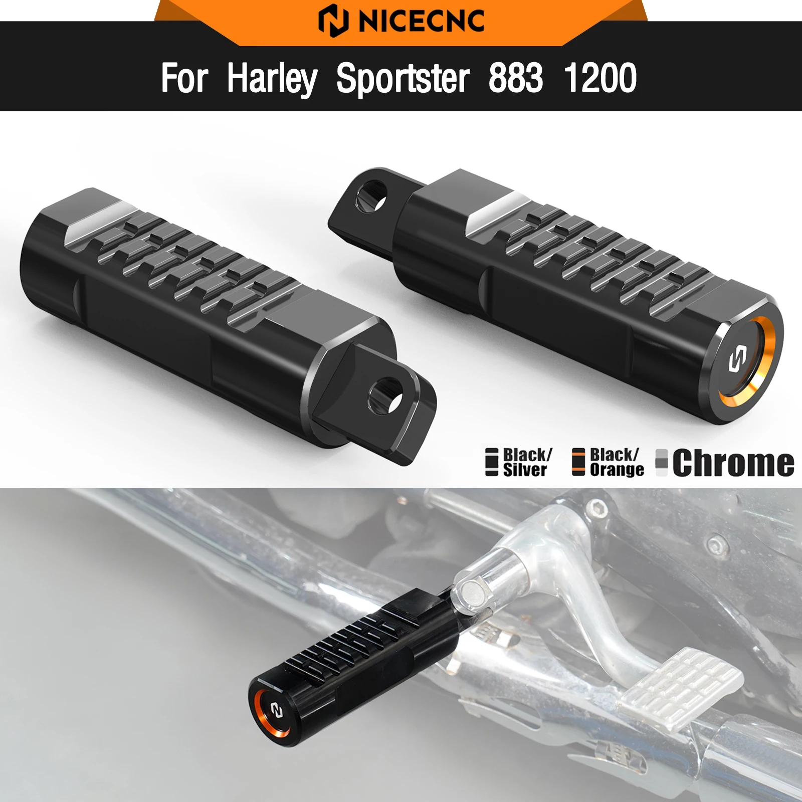

For Harley Sportster 883 1200 XL883L XL883N XL1200T XL1200NS Rider Footpegs Custom XL883C 2004-2010 Nightster XL1200N 2007-2012