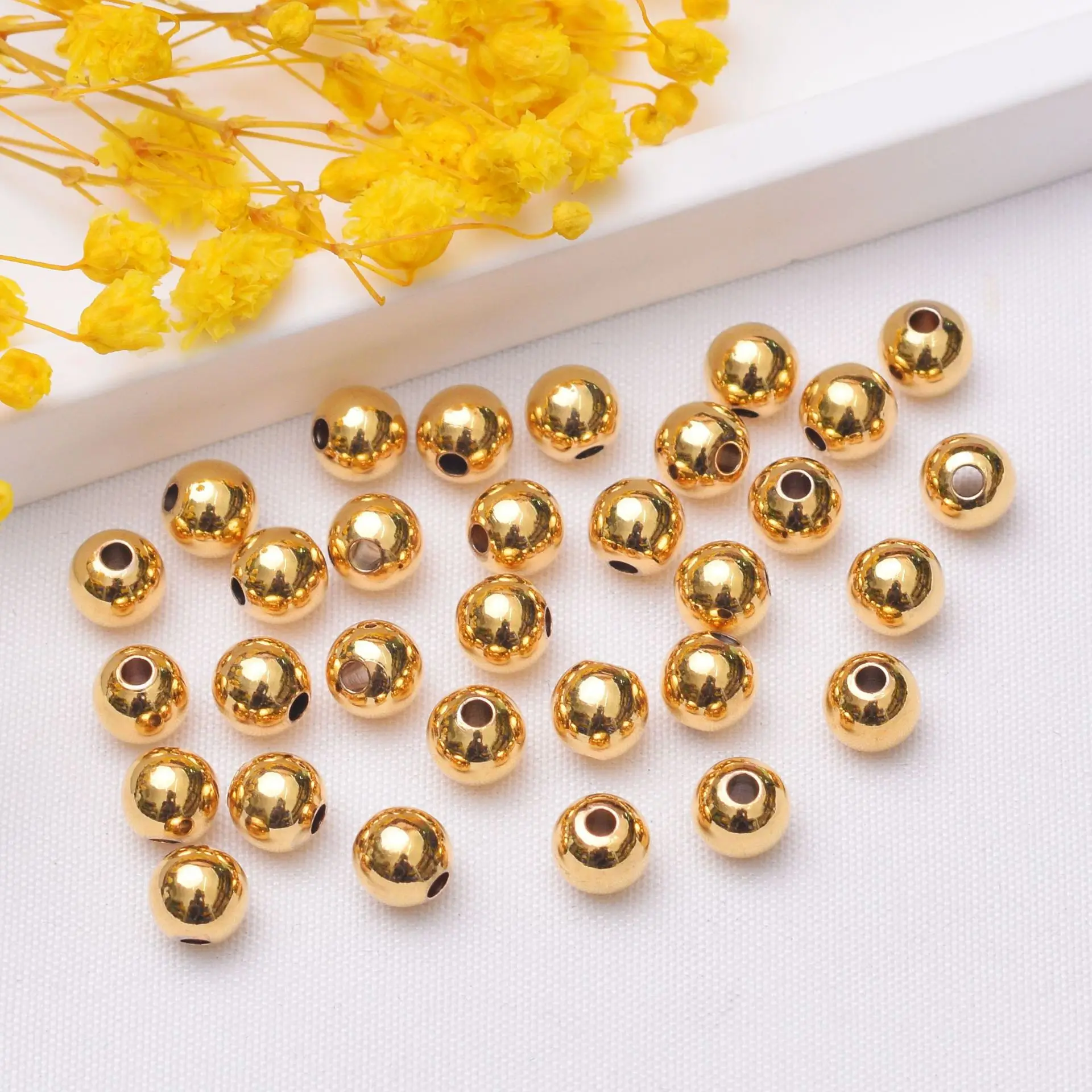 

5000pcs 3mm 2.5mm Metal 18k gold plated Stainless Steel Beads For Jewelry DIY