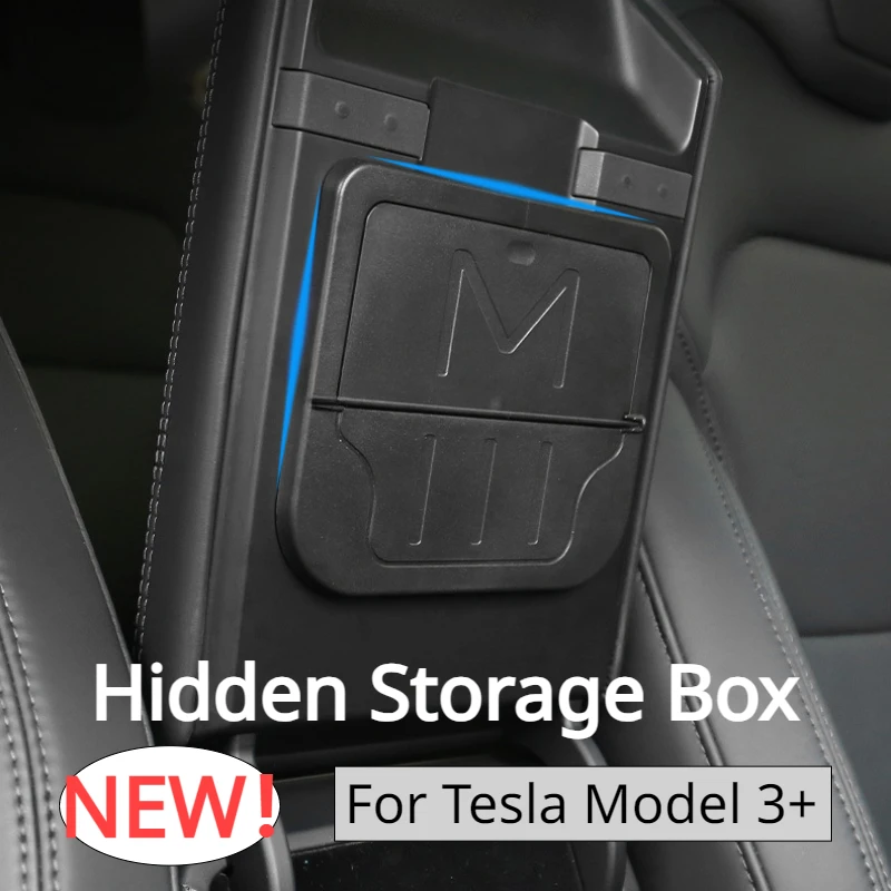 Hidden Storage Box for Tesla Model 3+ Armrest Holder Box Privacy Storage Box Organizer New Model3 Highland 2024 Car Accessories