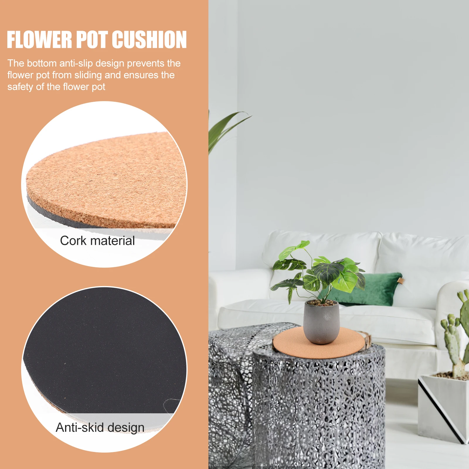 

Unglazed Flower Pot Mat Water Absorbent Plant Coasters Desk Cork Pots for Plants