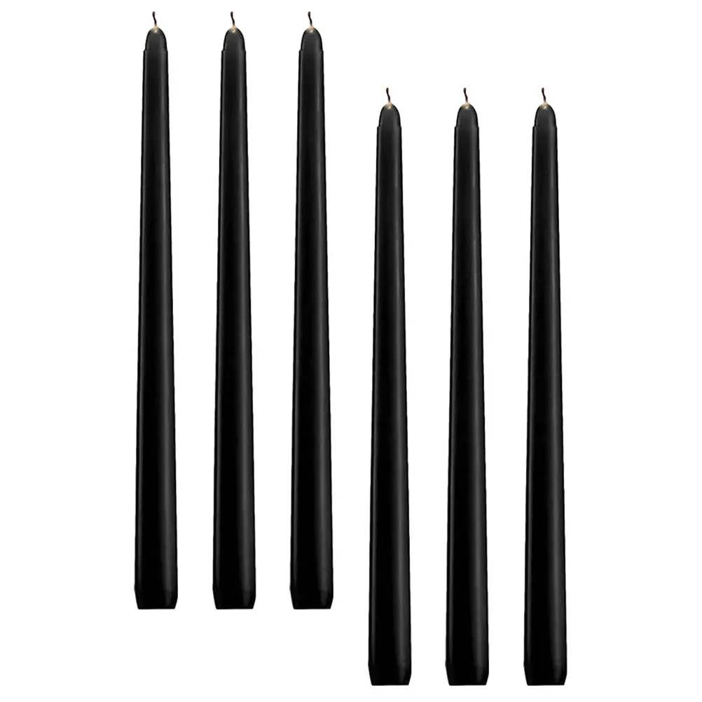 

6pcs Paraffin Taper Black Tall Wedding Home Decor Unscented Pack For Christmas Anniversary Party Decoration Bulk Wax