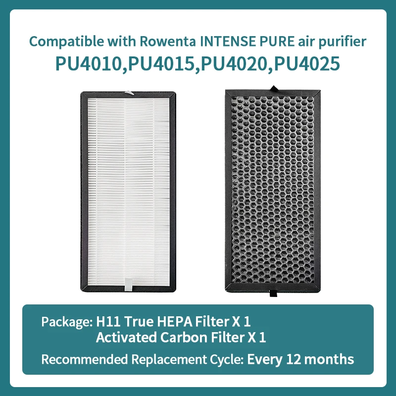 Replacement Filter Kit Compatible with Rowenta Intense Pure 4010 PU4015 PU4020 PU4025 Air Purifier, Part Number XD6074U0 XD6075