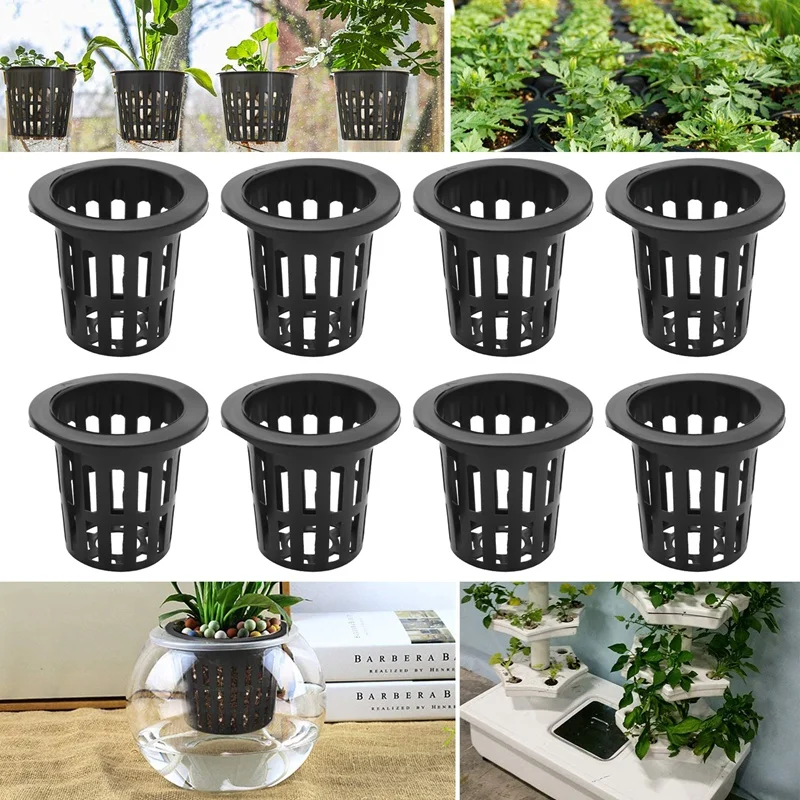 100 Pack 2.36 Inch Net Cups Slotted Mesh Wide Lip Filter Plant Net Pot Bucket Basket for Hydroponics Aquaponics Orchids-A09G