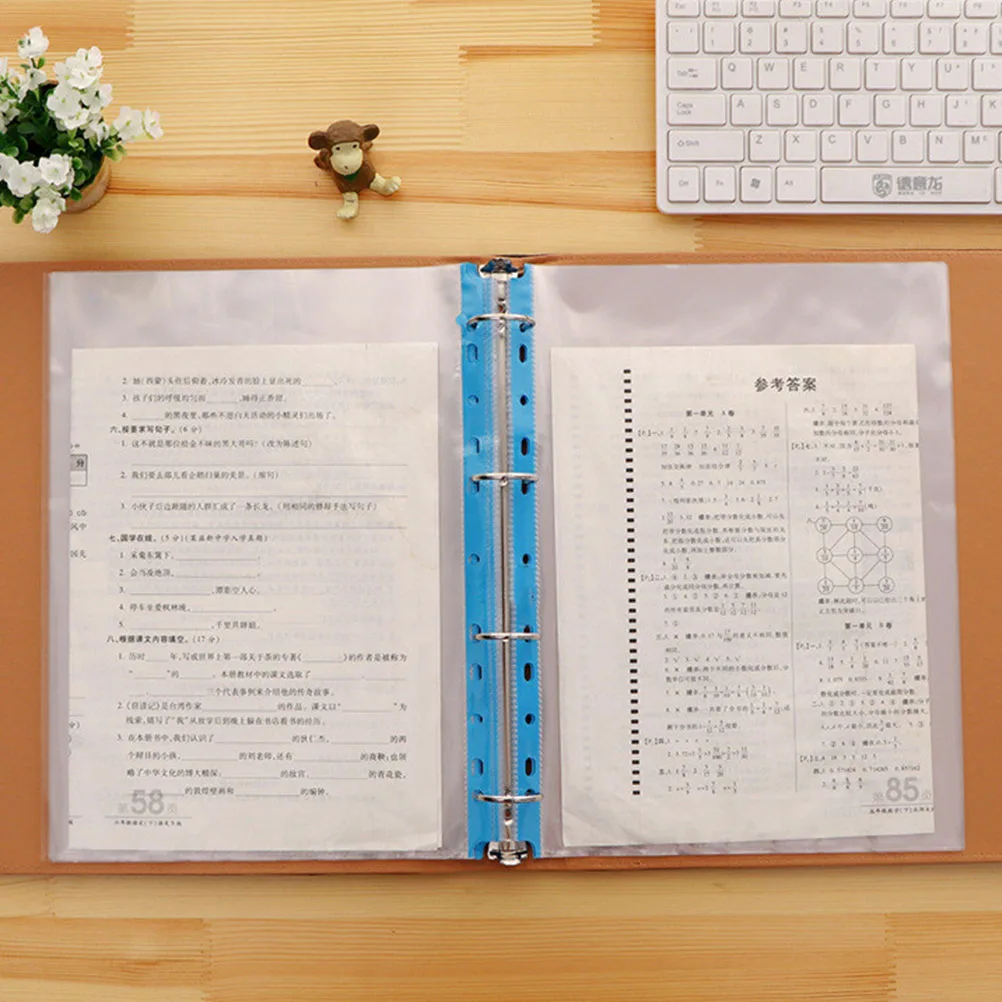 

100 Pcs Folder Inner Pocket Clear Binder File Page Protectors 11 Hole Sleeves A4