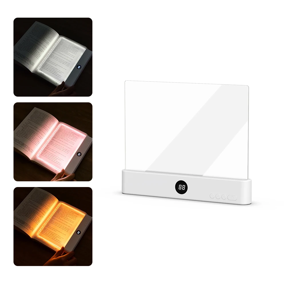Boekleeslamp voor in bed 2-in-1 Acryl Pagina-illuminator Nachtkastje Sfeerlamp Verstelbare Helderheid Kleur Perfect Cadeau