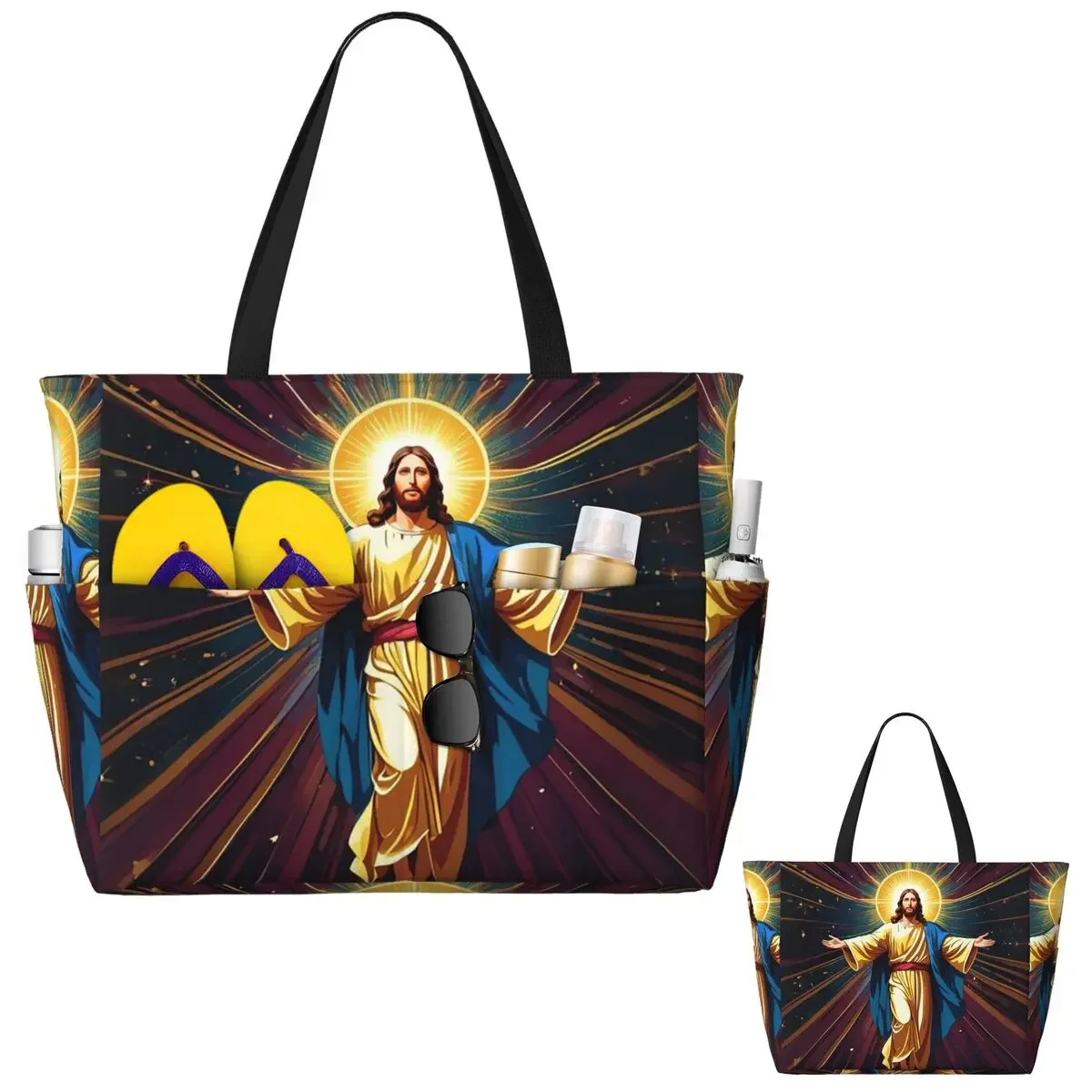 Catholicism Saints Jesus Mary Beach Tote Bag Sport Gym Yoga Duffle Large Tote Bag Women Travel Bag Fitness bag