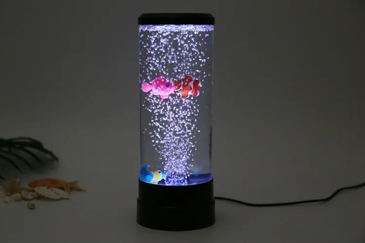 Colorful LED Bubble Fish Tank Night Light, 7-Color Changing Simulated Aquarium Atmosphere Lamp for Home Bedroom Desk Decoration