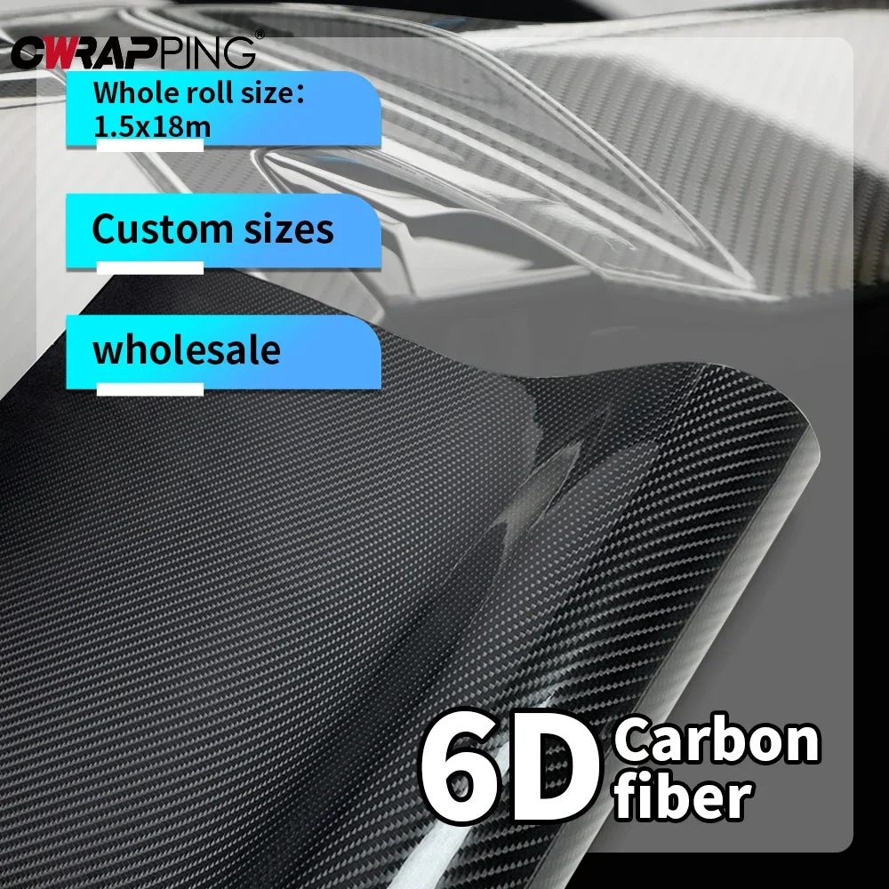 

1.5Mx2M/3M Cars Roof Hood Vinyl Wrap Film 6D Carbon Fiber Stickers Shiny Black Wrap Waterproof for Off-road Vehicle Accessories