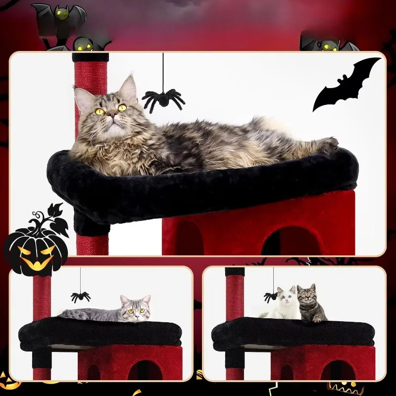Cat tree 72 inch large cat tower coffin bed sturdy big cat