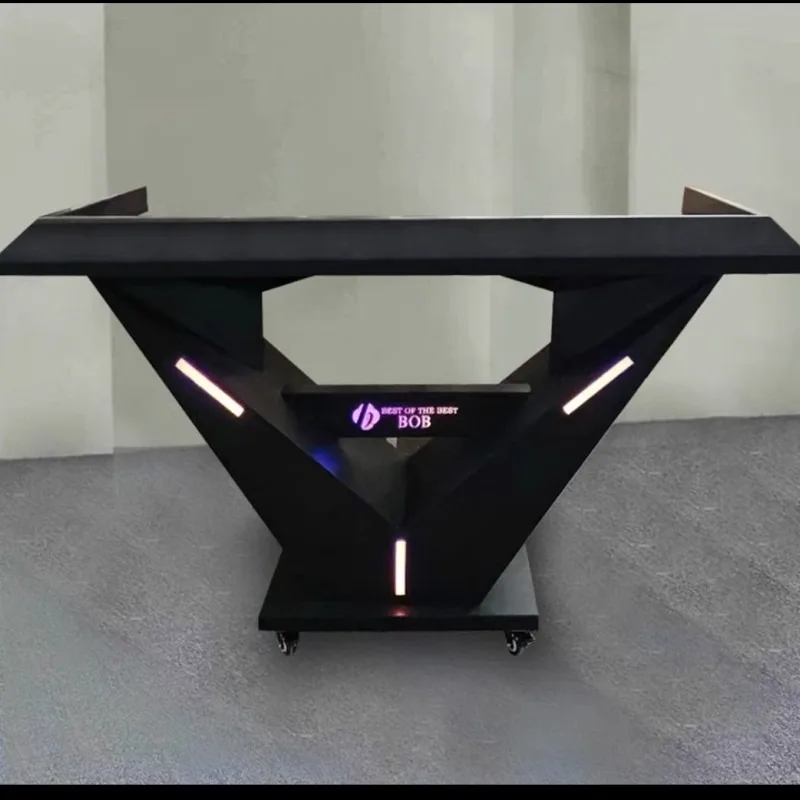 Bar luminous DJ table New stainless steel disc table KTV private room Movable LED disc table Voice-activated mixer