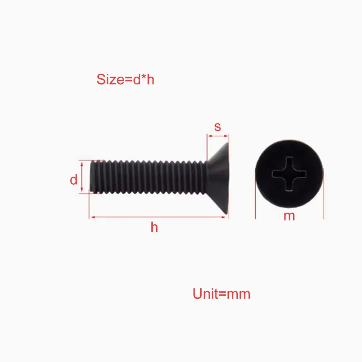 

Черный нейлоновый крестовой винт с потайной головкой M2M2.5M3M4M5M6M8