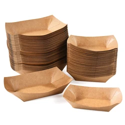 5Pcs Kitchen Disposable Snack Bowl Pastry Bag Kraft Paper Dessert Cake Food Tray Oilproof Cardboard Bowls Party Tableware Favor