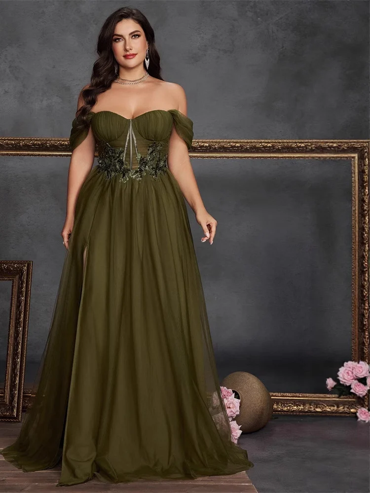 

Новое шифоновое платье больших размеров с разрезом и приталенным хвостом, вечернее платье для выпускного вечера, свадьбы, летнее поступление, простое