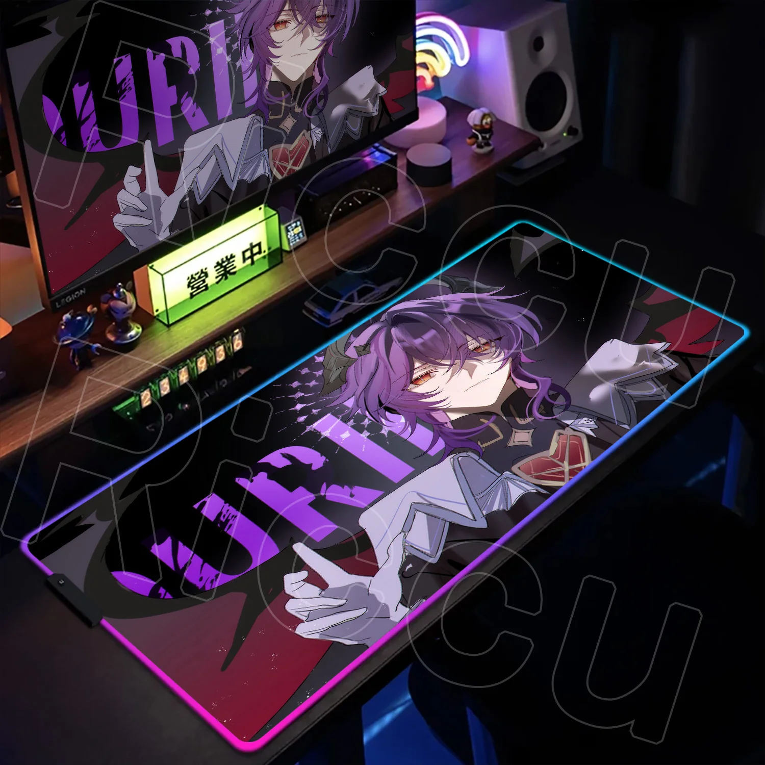

RGB Genshin Impact Durin expand Desk Mat Anime Gaming PC accessories Mouse Pad Lock Edge Playmat Office Keyboard LED Mouse pads