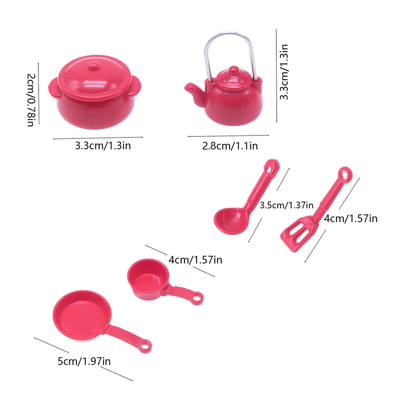 1Set 1:12 Dollhouse Miniature Soup Pot Spoon Pan Kettle Kitchen Cookware Model Decor Toy Doll House Accessories