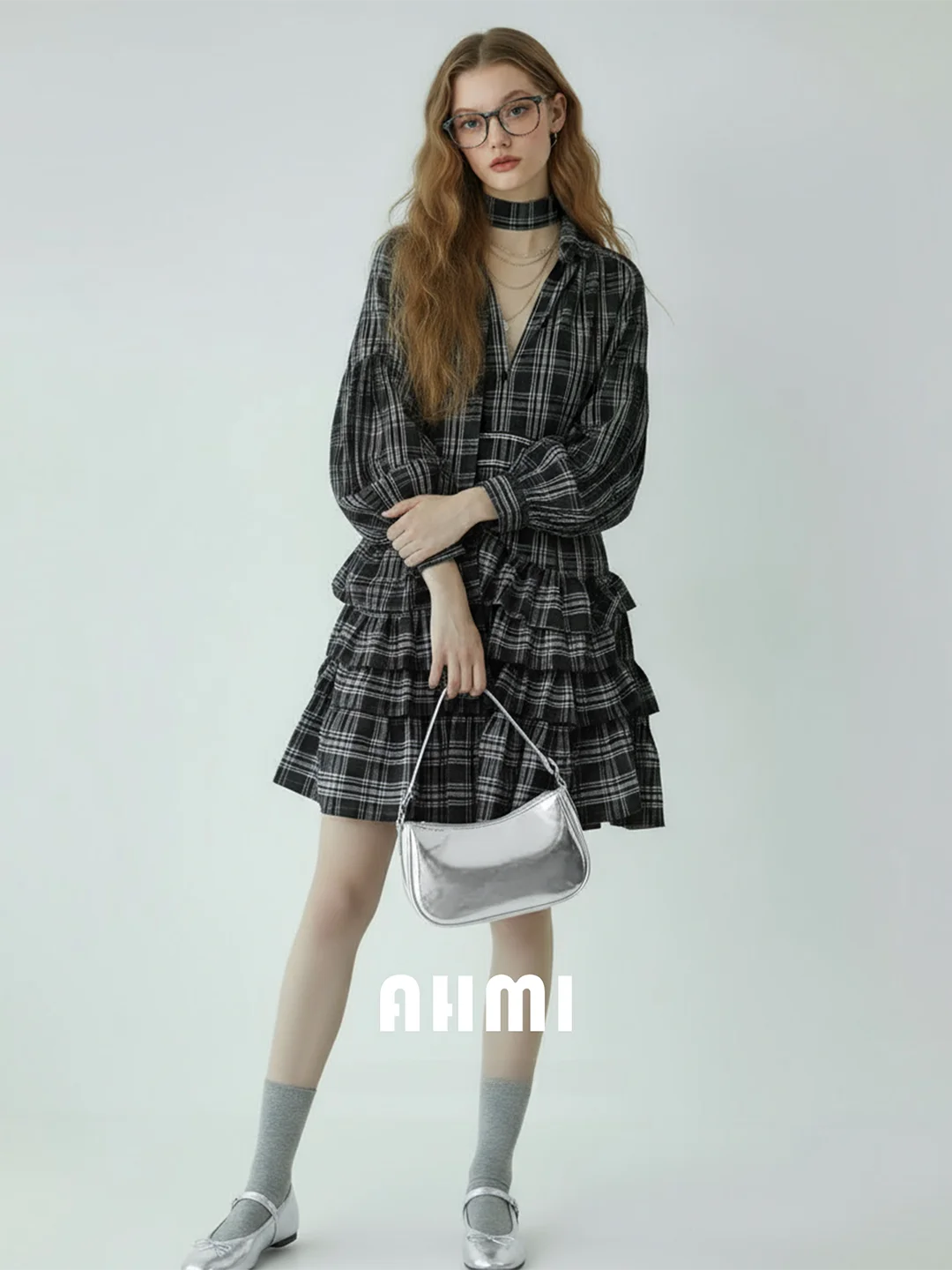 

AHMI"Dimul Wind" Retro Plaid Women's Spring Autumn Girl High Quali lectual Dr Commuter Sle High Waist A-Line Skirt