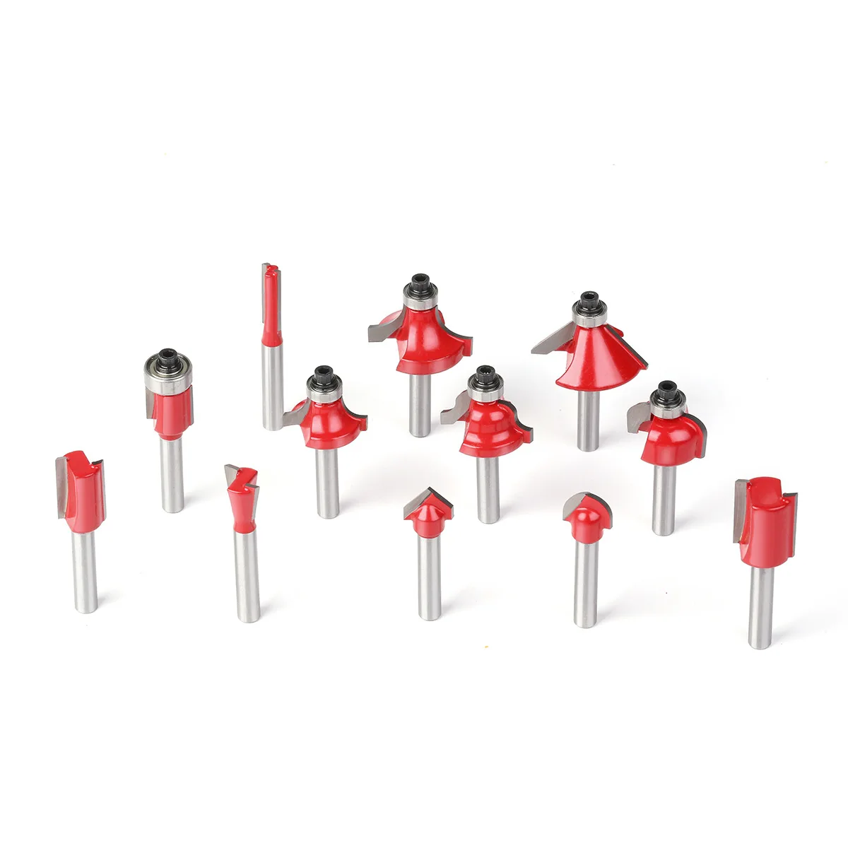 15 pezzi 1/4 "1/2" 8mm set di punte per router diritte in carburo di tungsteno con gambo, frese a filo per la lavorazione del legno, carpenteria fai da te