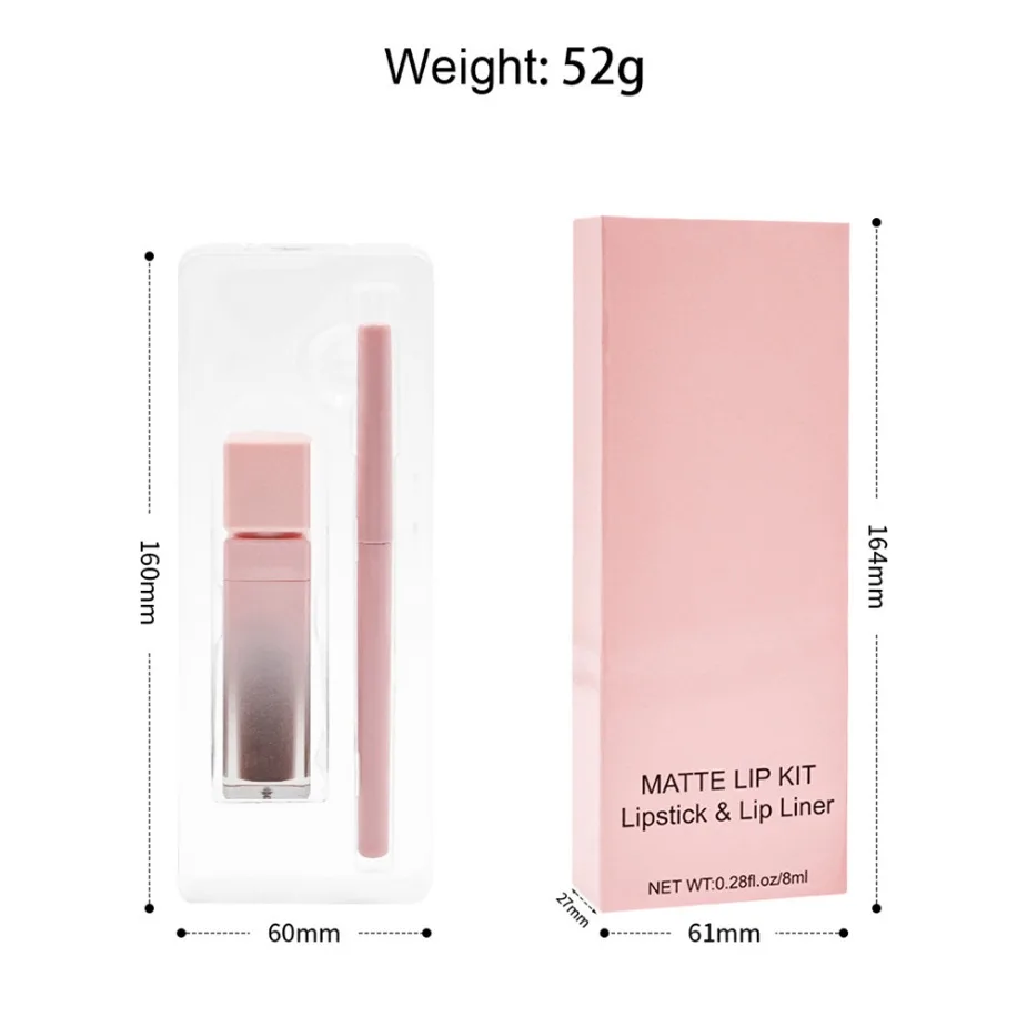 Etichetta privata Logo personalizzato Trucco all'ingrosso vegano Rossetto opaco impermeabile a prova di sbavature Set di matite per labbra Lucidalabbra a lunga durata