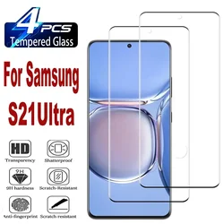 2-4Pcs 9H Curved Four Sides Glue Tempered Glass Film For Samsung Galaxy S21 Ultra 5G  HD Screen Protector Glass