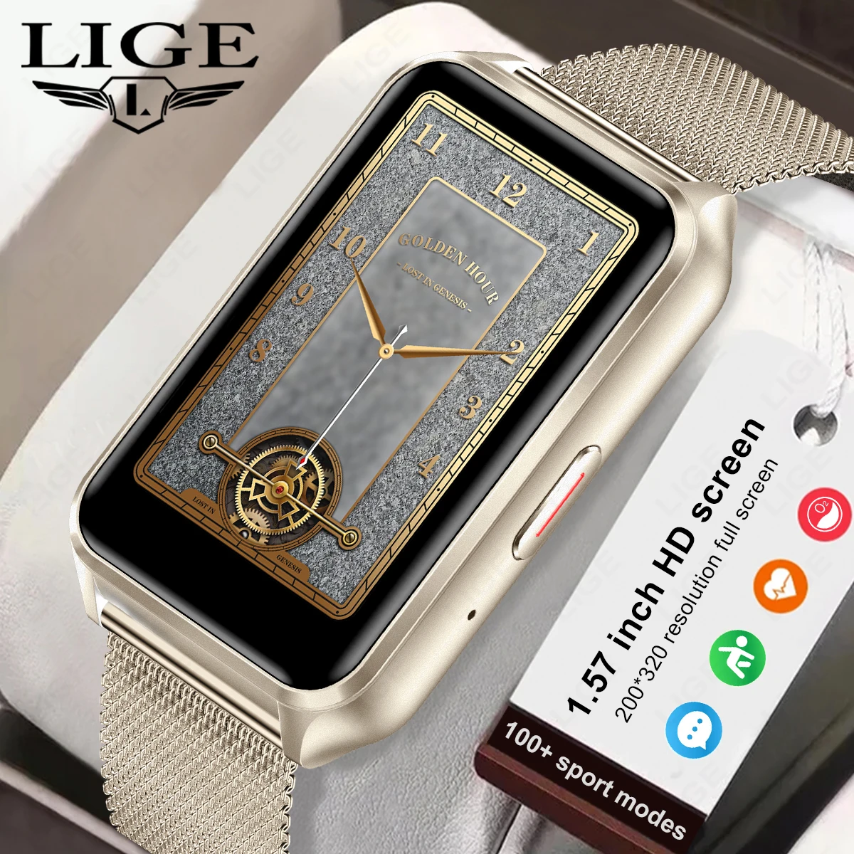 LIGE Luxury Smart Watch Women Bluetooth Connected Phone Sports Bracelet Health Monitor Music Ladies Smartwatch For Xiaomi HUAWEI