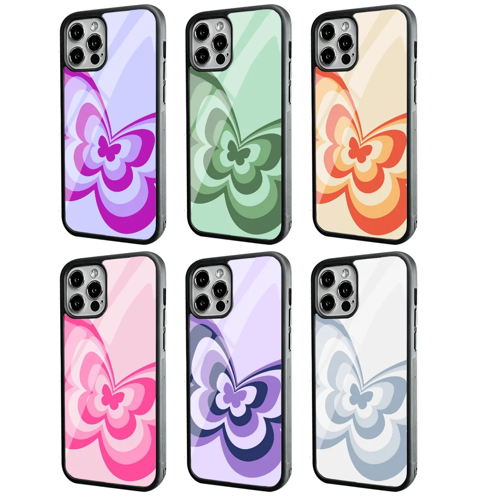 Butterfly Halo Staining Phone Case Strong Magnetic For IPhone 15 14 13 Pro Max 11 12 Mini For Magsafe