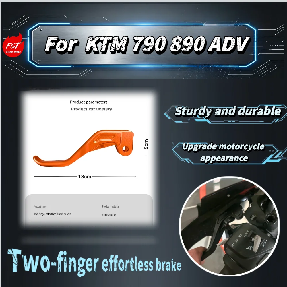 

For KTM 790 890 ADV 2-Finger Labor-saving Clutch & Brake Lever, CNC Aluminum Shorty Horn Handlebar Mod Accessories