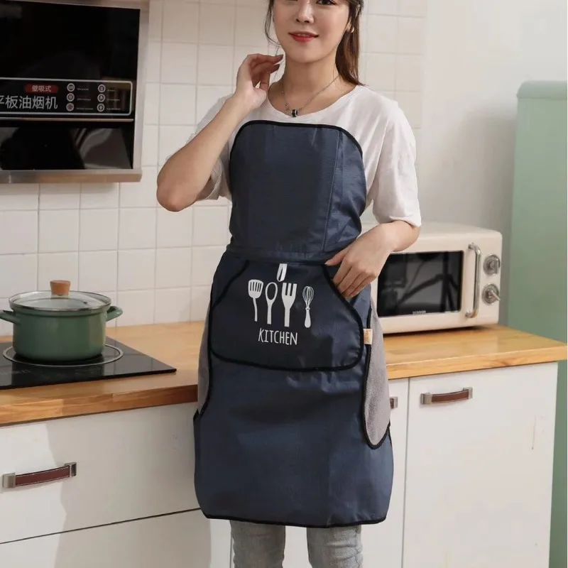 No Tie Automatic Apron Oil Resistant Modern Design Wholesale Kitchen Workwear Hand Wiping Function Home Use Automatic Convenient