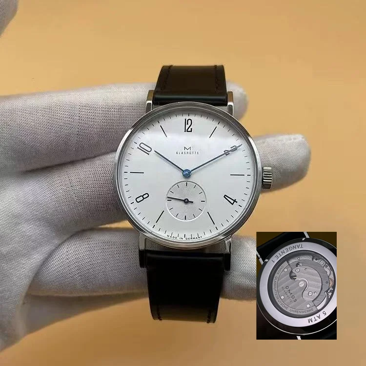 ساعة باوهاوس ميكانيكية يدوية بسيطة للرجال، أرقام عربية، طبعة طبيب بلا حدود، ستانلس ستيل، ياقوت مقاوم للماء