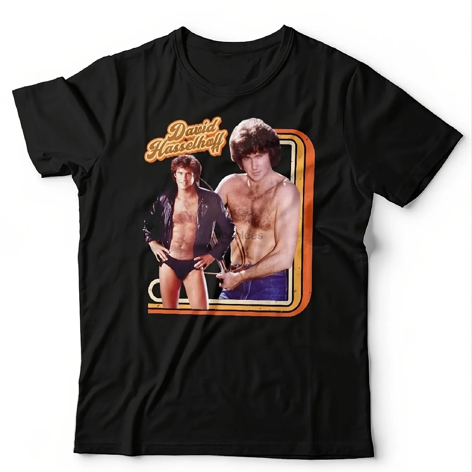 70s David Hasselhoff Pattern T-shirt Character This Retro TV Series T-shirt for Men