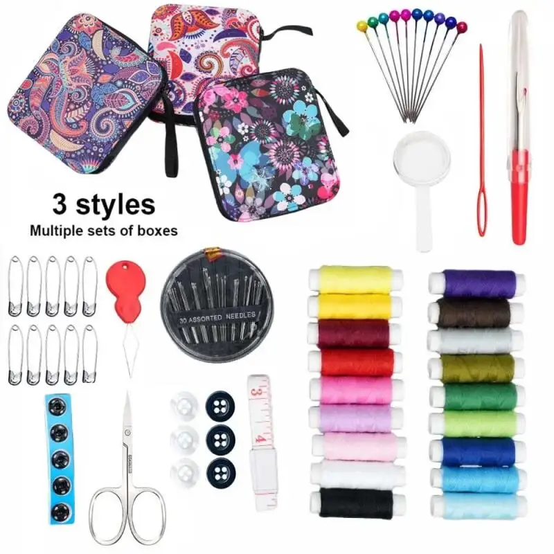 1 Box Nähset als Geschenk, tragbares Nähzubehör mit Etui, enthält Garn, Nadel, Schere, Maßband, Fingerhut usw.