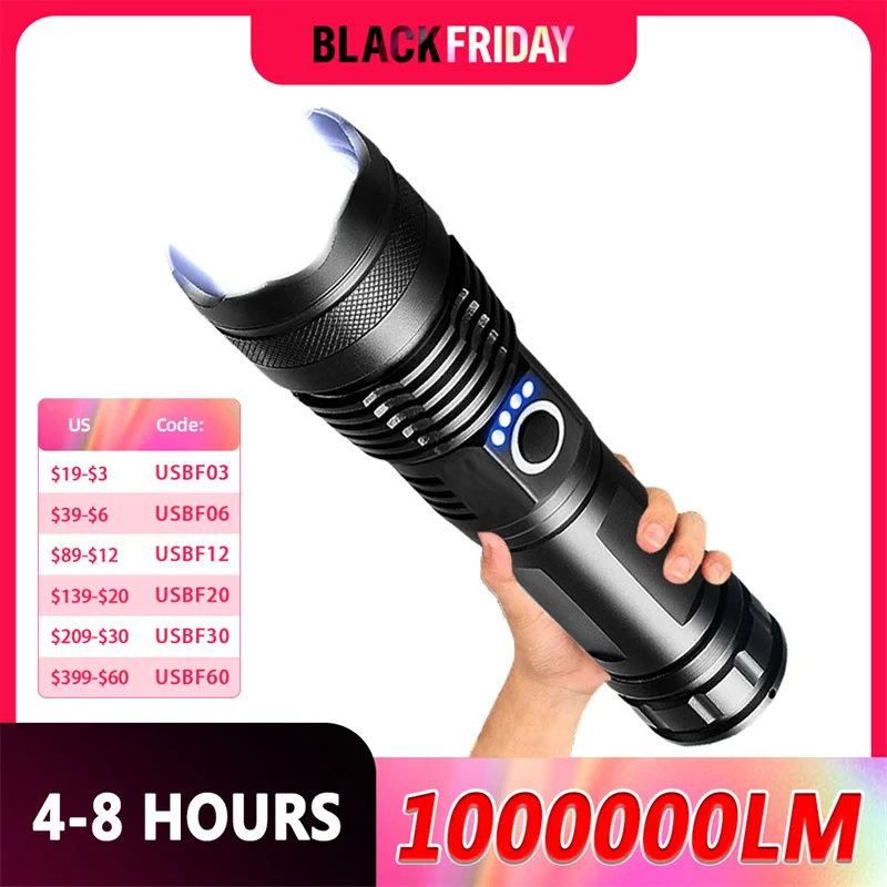 High Power Led Flashlights Long Shot Zoom Super Bright Flashlight Led USB Rechargeable Very Strong Led Flashlight For Camping