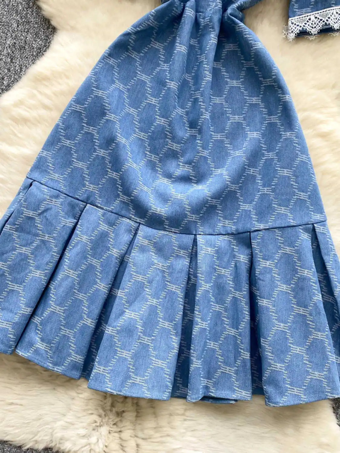 Femmes bleu a-ligne Mini Jean robe Vintage broderie Patchwork Denim robe Y2k col claudine robe d'été vêtements été 2025