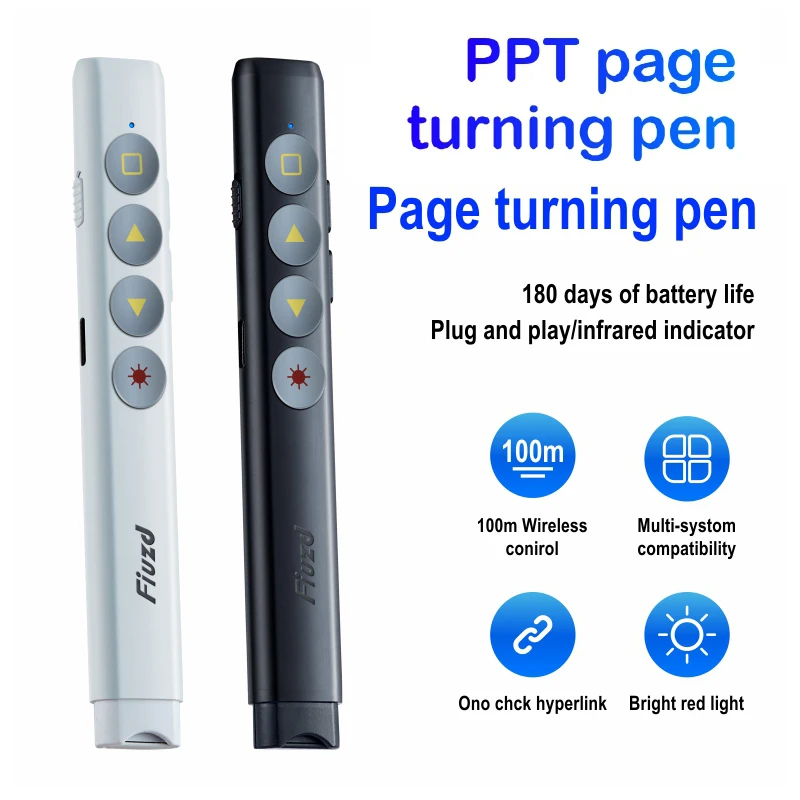 Powerpoint Pen Wireless Presentation Clicker Type-C Rechagable Remote Control Pen for Office Teaching Projector PPT Presenter