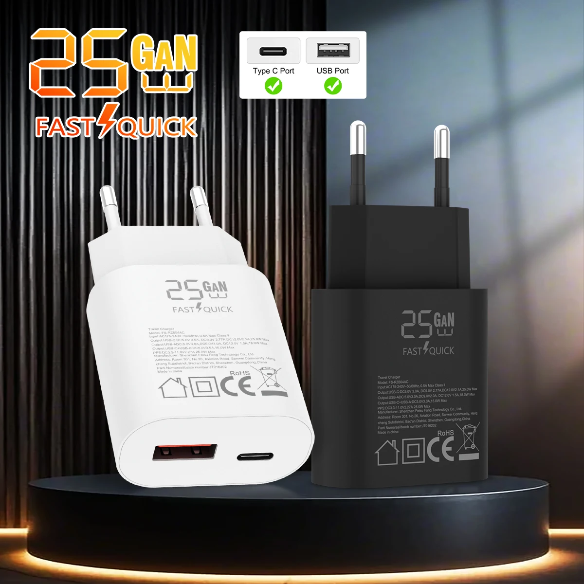 

25W+18W Dual Usb Charger Super Fast Charging for Galaxy S26 S25 S24 Ultra FE S23 S22 A16 A17 Note20 Z Fold 7 Tab S9 S10/iPhone