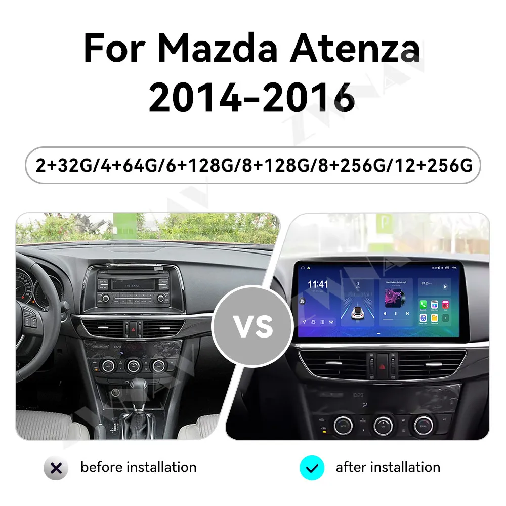 12.3” Ultra HD Display For Mazda Atenza 2014-2016 Android 15 Car Stereo GPS Wireless CarPlay Android Auto Hi-Fi DSP Head Unit