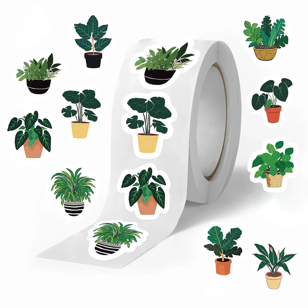 Green Potted Cartoon Stickers Plant Graffiti Curly Sealing DIY Fashion Scrapbook Laptop Guitar Car Bike Decals Kids Gift Toy