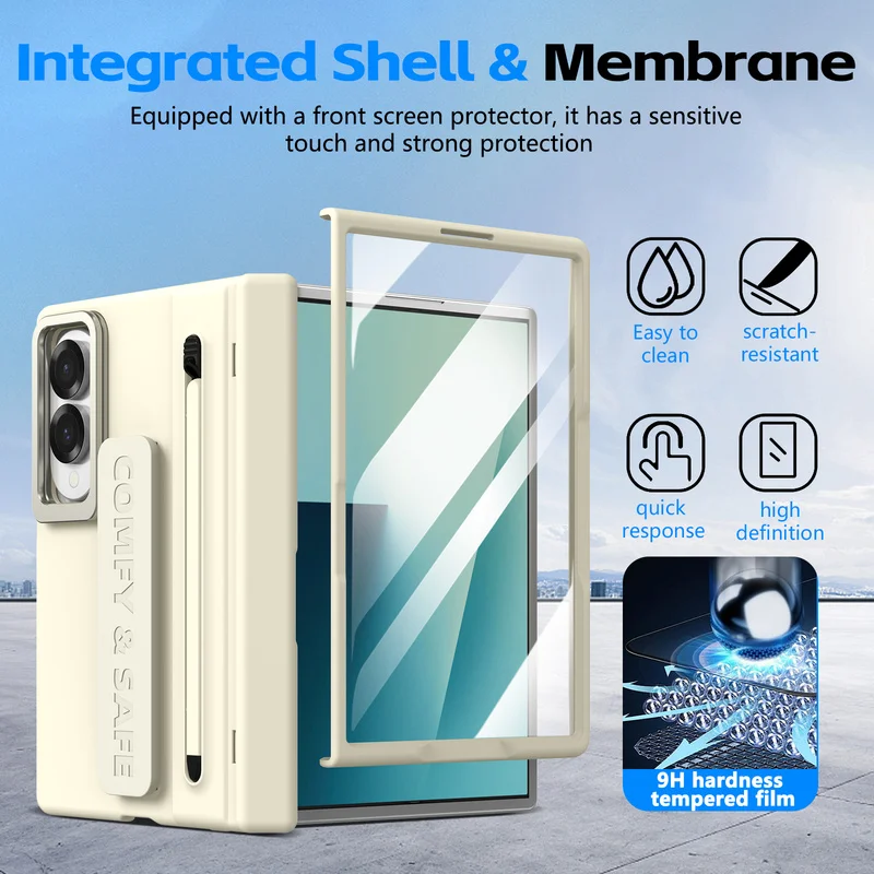 For Samsung Galaxy Fold 8 Wide Z Fold 8 Case S Pen Holder Stylus Screen Protector Camera Stand Wristband Hinge Protection Cover