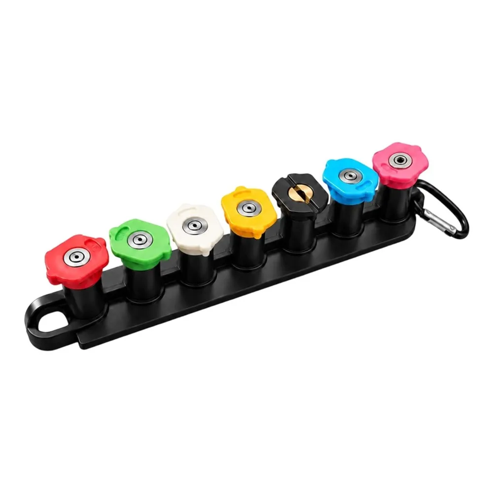 ABFI 7 Pressure Washer Nozzle Tips With Holder, 1/4 Inch Quick Connect, 4800 PSI 7 Color-Coded Nozzle Tips,Soap & Rinse Modes